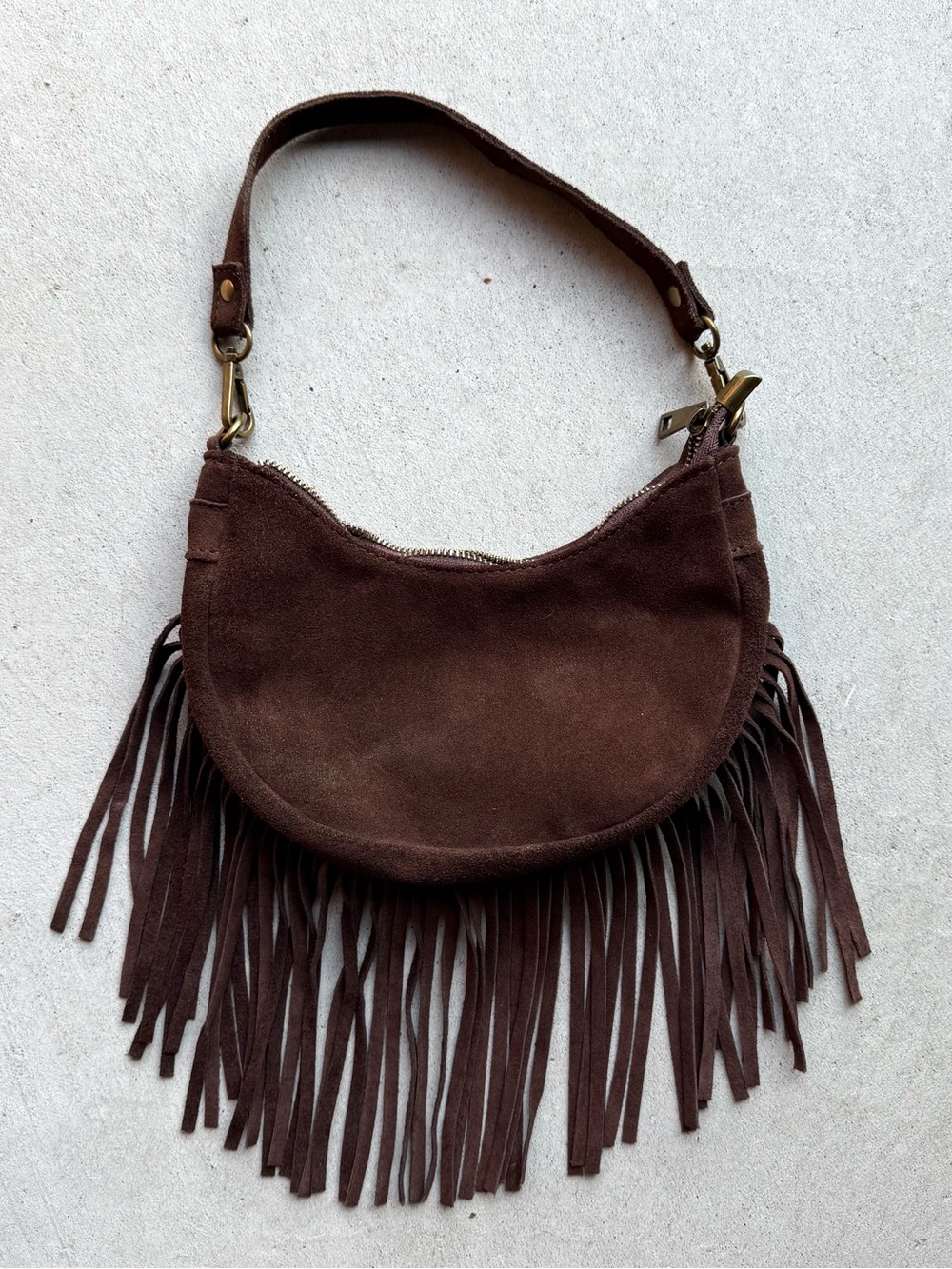 Brown western style Suede Fringe Shoulder Bag